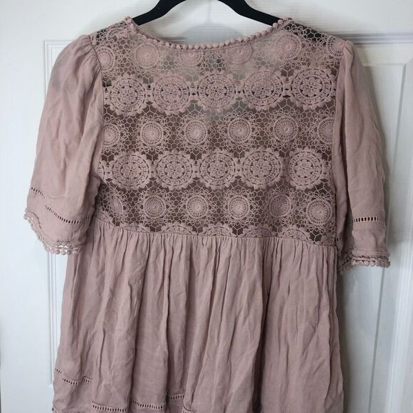 Knox Rose dusty pink short sleeve crocheted lace blouse top, size small - Picture 9 of 12
